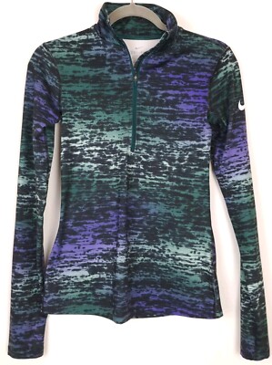 Nike Dri-Fit 1/4 Zip Warm Ink Stripe Long Sleeve Women's S Tie Dye Running Gym