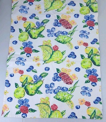 April Cornell 100% Cotton Table Runner Farmhouse Summer Fruit Floral 17.5'' x 80 
