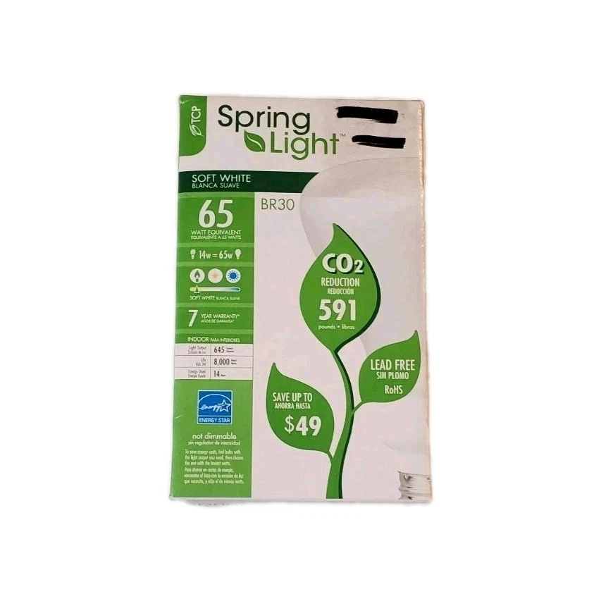 CFL Soft White Light Bulb Model BR30 2Pk 65 Watt Equivalent Lead Free 2 Bulbs - Image 2 of 4