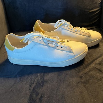 Clae Bradley Court White And Yellow Leather Lace Up Sneakers - Men s Size 8