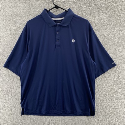 Coolibar Shirt Men Extra Large Blue Erodym Short Sleeve Golf Polo UPF 50+ Active