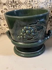 Vintage Hull Pottery USA Grape Leaf Planter Dark Green Pedestal Art Pottery Mid