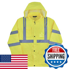 Ergodyne Standard High Visibility Reflective Lightweight Rain Jacket Lime