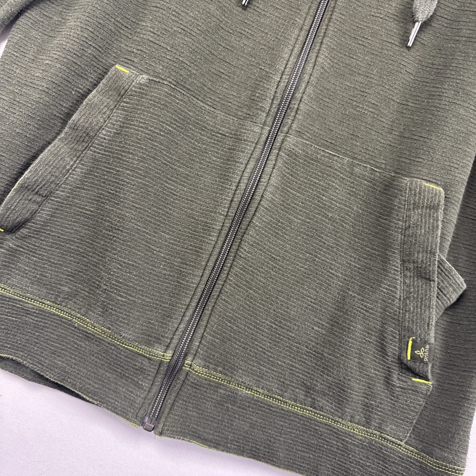 prana full zip organic cotton poly ribbed knit hoodie