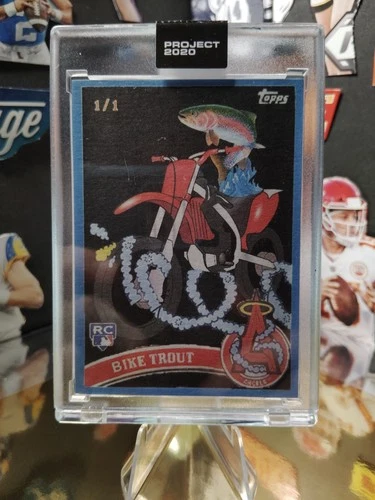 MIKE TROUT 1/1 TOPPS PROJECT 2020 BLUE #4 BIKE TROUT by ERMSY Auto Angles 2011 