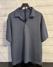 Nike Golf Sphere Dry Mens Polo Shirt L Slate Gray Blue Ribbed Stretch