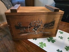 The Classic By Evans 1996 Wooden Ammunition Box Crate 16" x 9” x 10.5" Deer Buck