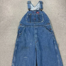 Dickies Dungarees Adult 30x22 Blue Bib Overalls Denim Workwear Carpenter Mens*
