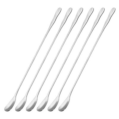 Long Handle Spoon, 6Pcs 10.24-Inch Cream Coffee Spoons (Silver)
