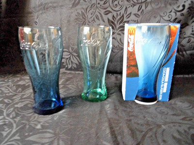 Coca-Cola Gläser McDonald`s Limitierte Edition 2018 Blau Grün 3 Stück Sammler