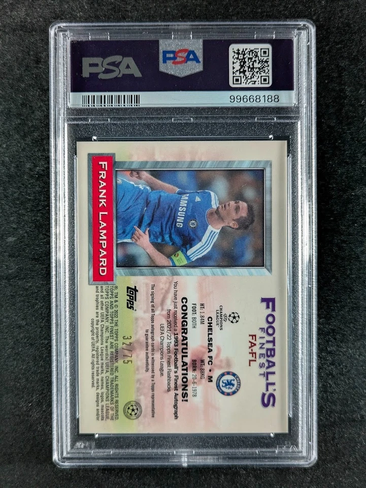2021-22 Topps Finest Flashback UEFA FRANK LAMPARD 32/75 Auto 1993 F/F SP PSA 9 - Image 2 of 4