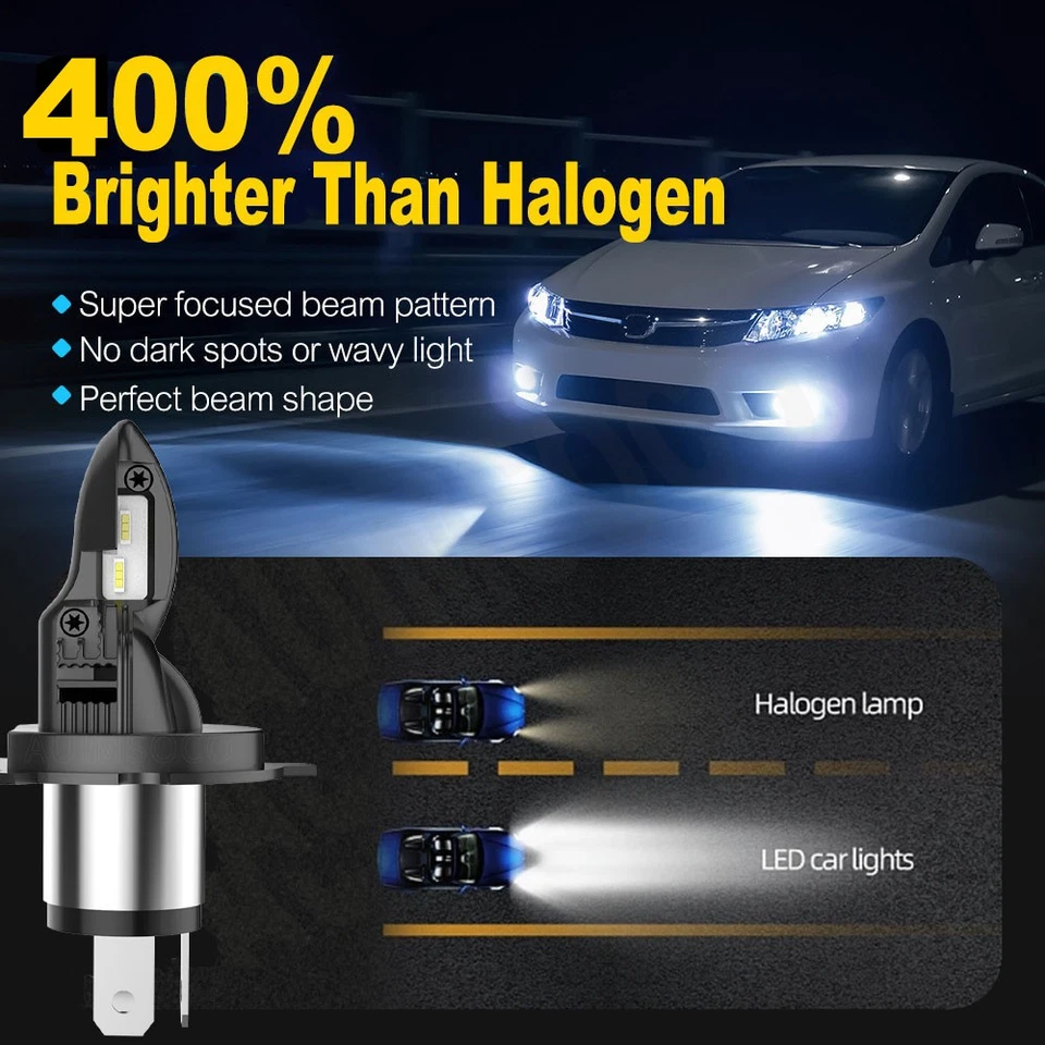 For Dodge i10 GLS GL Hatchback 2012-2014 LED Headlight Dual Beam Fog Light Bulbs - Image 2 of 4