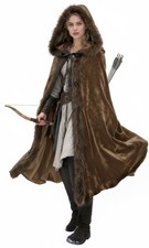 Medieval Hooded Cloak Renaissance Viking Cloak Fur Cape with Hood for Men and...