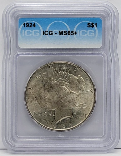 1924 Peace Dollar $1 - Graded ICG MS65+