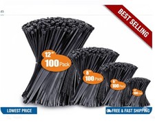 Zip Cable Ties Assorted Sizes 4  6  8  12   Heavy duty Nylon Black UV Resistant