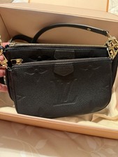 Louis Vuitton Black Empreinte Monogram Shoulder Bag Gold Chain Detachable Strap