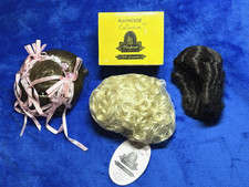 Lot of 3 VTG PLAYHOUSE DOLL WIGS Dk Brown, Blonde, Lt Brown - sizes 7-8, 8-9 NOS