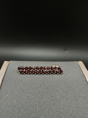 Krawattennadel 925 Sterling Silber Edel Elegant vergoldet Granaten