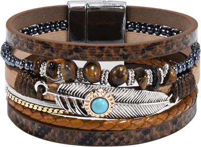 Boho Leather Wrap Bracelets for Women Men Multi-Layer Bracelets