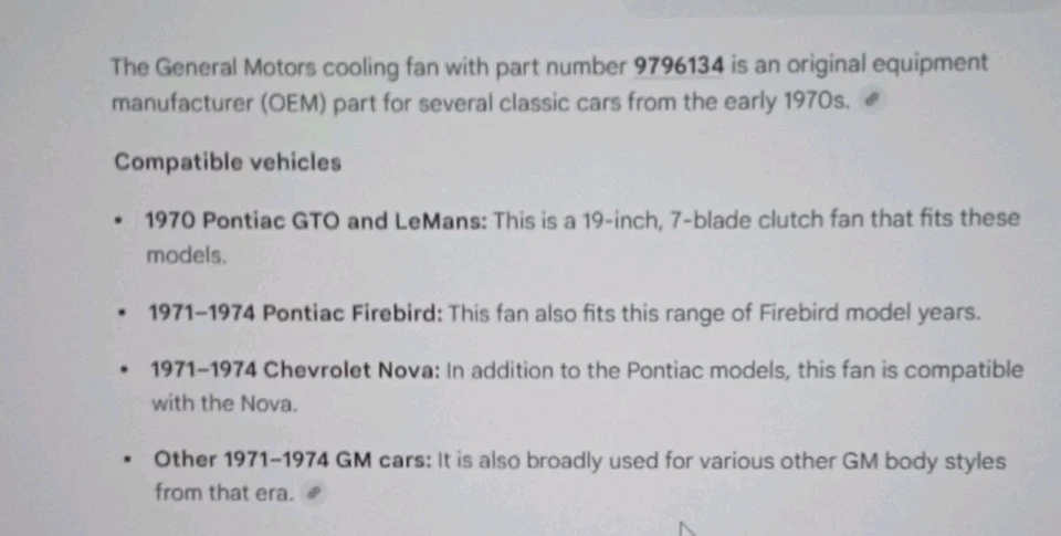 Pontiac GTO Lemans 1970-1974 7 aspas embrague ventilador de refrigeración Firebird Nova GM 9796134 Foto 4 de 4