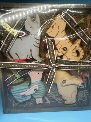 Vintage Disney Classic Pooh Set Of 4 Wooden Ornaments New piglet tigger Eeyore 