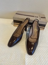 Vintage Bruno Magli Brown Leather Slingback Heels Size 8N