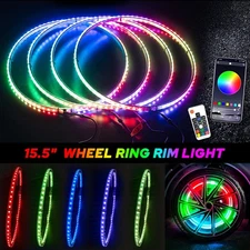 4pcs 15.5'' RGB Wheel Ring Lights LED For Truck Car Rim Lights Bluetooth APP