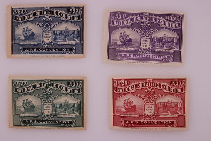 1930 Natl Philatelic Exhibition APS Conv Set Philatelic Souvenir Label Ad