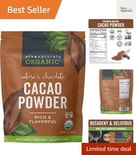 Organic Cacao Powder, Unsweetened, 2 lb 907 g Rich Dark Chocolate Flavor, P...