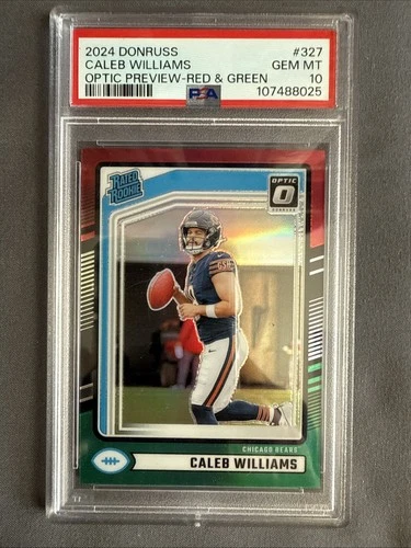 2024 Donruss Rated Rookie Caleb Williams #327 Optic Preview Red & Green Prizm