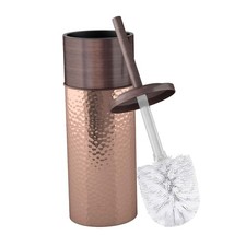 Round Shape Stainless Steel Toilet Brush Holder for Bathroom Copper Color Fin...