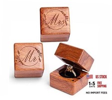 Mr and Mrs Ring Box Handmade Wood Ring Box for Wedding day Mr and Mrs 2 PCs