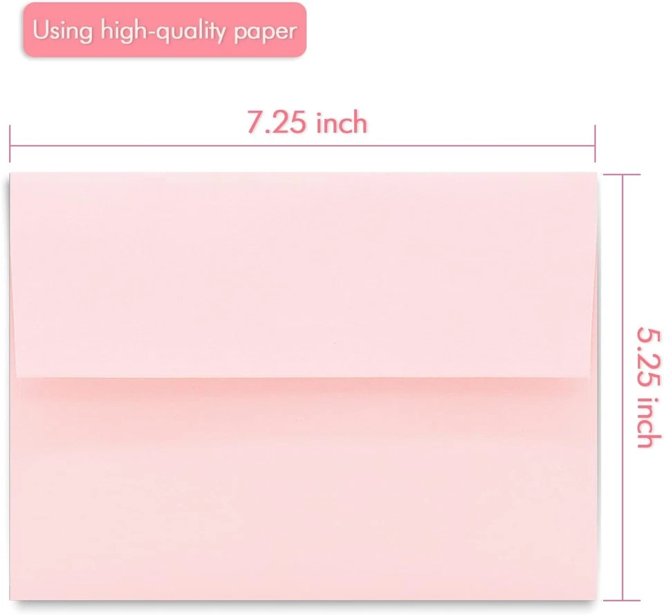 Versatile 100-Pack Pink A7 Invitation Envelopes for Weddings, Birthdays & More - Image 4 of 4