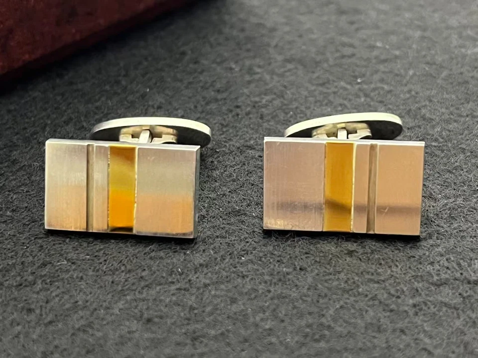 Georg Jensen Danimarca Gemelli in argento sterling con oro 18 carati #152A... - Immagine 4 di 4