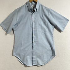 VTG Arrow Dress Shirt Mens 15 Blue Tapered Cum Laude Decton Oxford Perma Iron