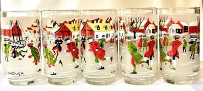Set Of 8 Vintage Libbey  Winter Of 76  Tumblers