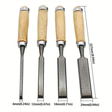 4pcs Wood Carving Chisel Set - 6/12/18/24mm Professional Woodworking Chisels