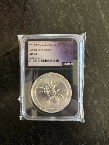 2015-P Australia S$1 Silver Funnel-Web Spider Silver Dollar .999 1oz NGC MS69