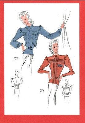 2 Mode-Zeichnungen  Wiener Blusen - Blouses de Vienne  - 1939 [MZ-56]