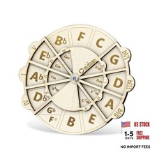 Wooden Melody Tool, 4.8 Inch Wooden Chord Wheel Circle of Fifths Wheel Round