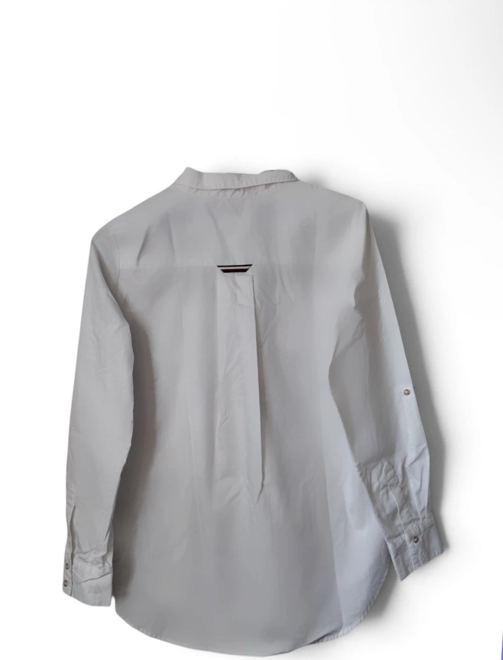 Tommy Hilfiger White Button Down Shirt Size M Roll Tab Long Sleeve Popover image 2