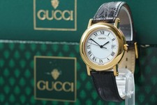 NEAR MINT w/Box Gucci 7200M 34mm White Roman Dial Quartz Mens Watch From JAPAN