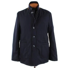 Zanella NWT Vitale Barberis Canonico Wool Car Coat w/ Suede Size L US In Navy