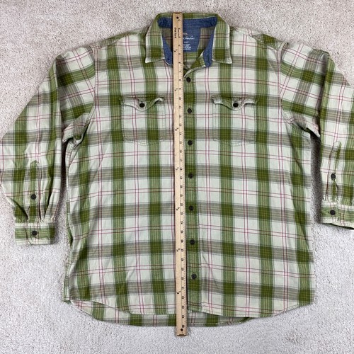 Bob Timberlake Shirt Men 2XLT Green Plaid Twill Flannel Button Up Shirt Collared - Picture 4 of 10
