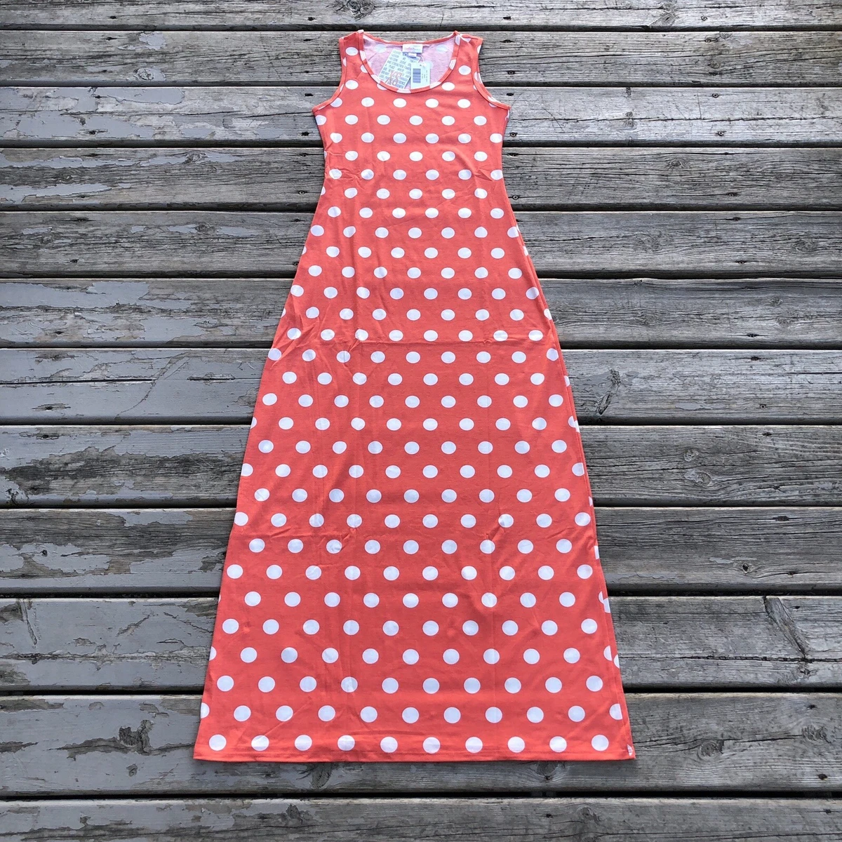 NWT LuLaRoe Dani Peach Polka Dot Maxi Tank Dress size XS Light Orange  Dreamsicle | eBay