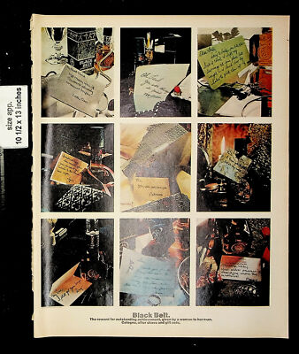 1971 Black Belt Cologne After Shave Letters Mens Vintage Print Ad