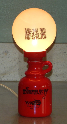 Vintage Price Imports Red Whisky Jug Lamp Light BAR Globe Liverpool Stage Works