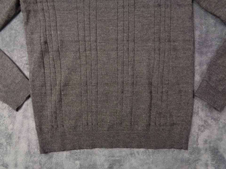 Suéter para mujer mezcla de lana pequeño gris calce estándar manga larga tejido cuello redondo Foto 2 de 4