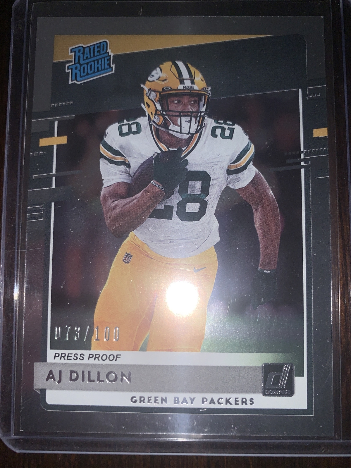 2020 Donruss Rated Rookie Silver Press Proof /100 SP AJ Dillon RC #324 Packers