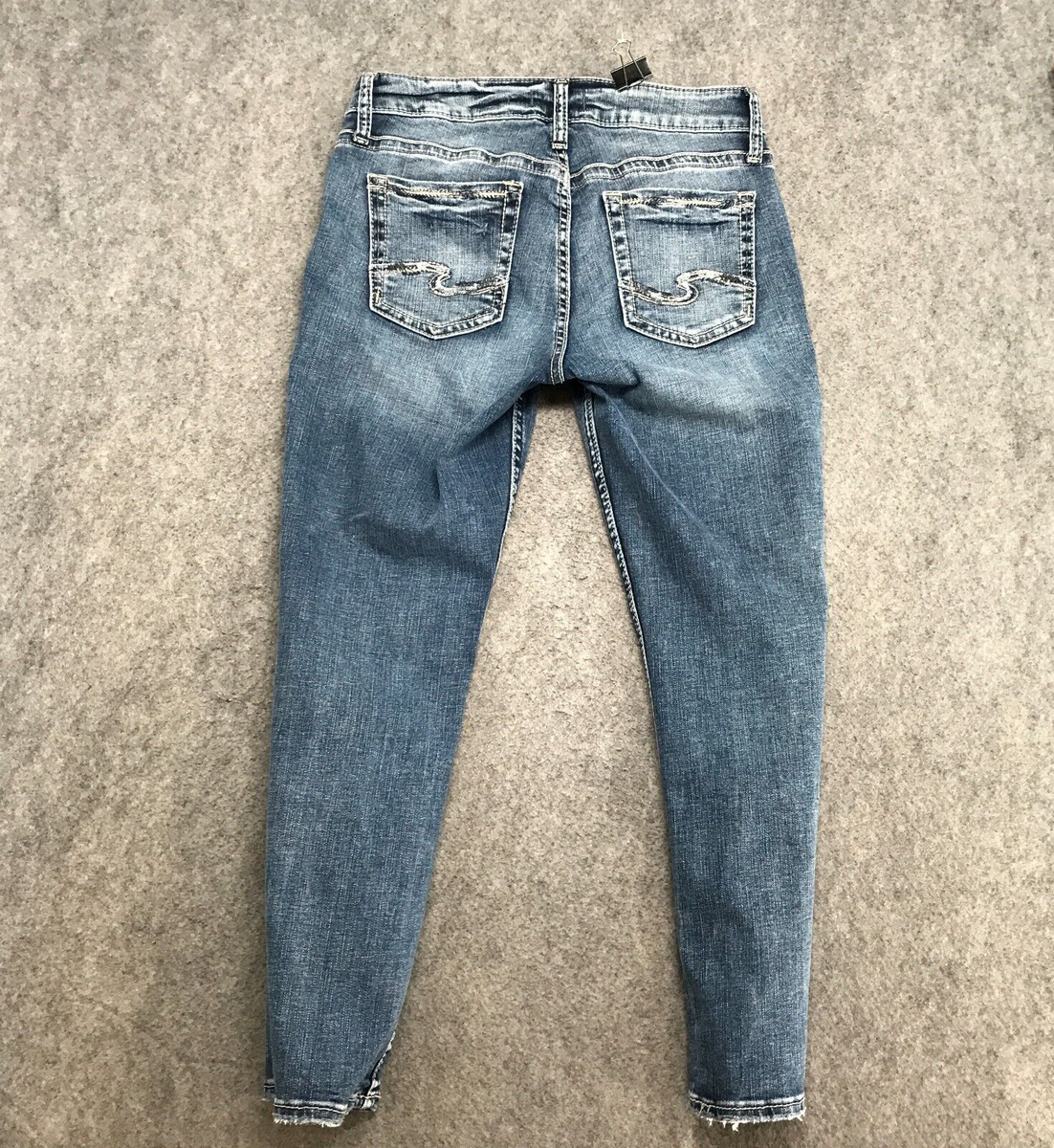 Silver Jeans Womens Size W26 Destroyed Elyse Capri Distressed